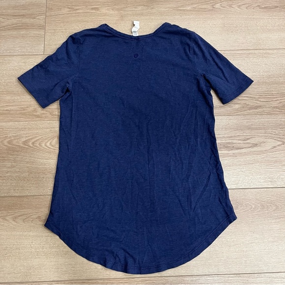 Lululemon Navy Blue Crew Neck Short Sleeve Pima Cotton T-shirt Size 4 - Picture 4 of 4
